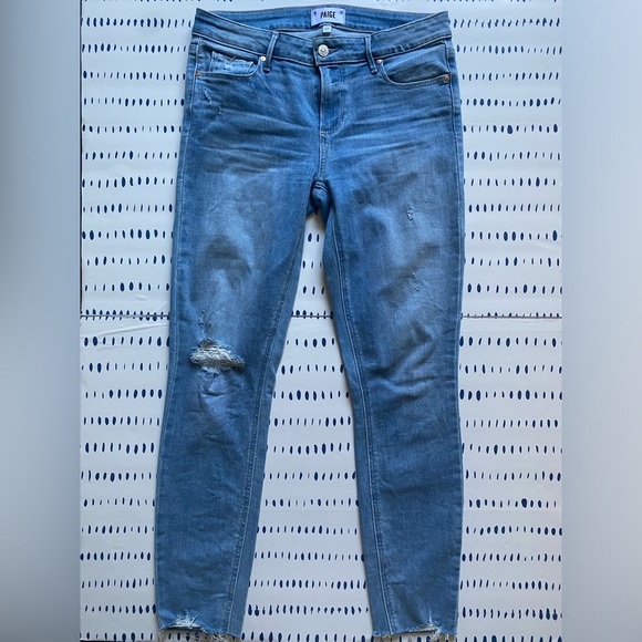 Paige Denim Light Wash Distressed Jeans - Picture 1 of 3